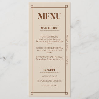Retro Minimalist Custom Flat Menu Card
