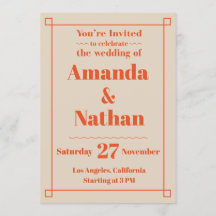 Retro Minimalist Custom Wedding Invitation