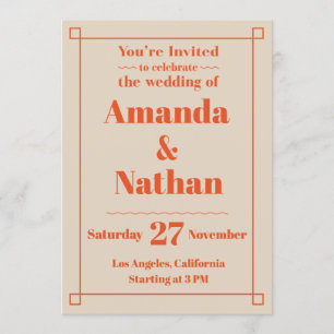 Retro Minimalist Custom Wedding Invitation
