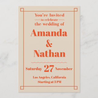 Retro Minimalist Custom Wedding Invitation