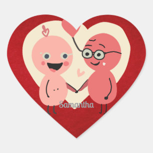 Retro Minimalist Cute Love Together funny Heart Sticker