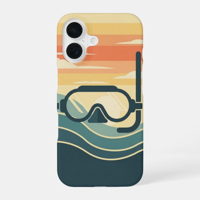 Retro Minimalist Diving iPhone 16 Case (Back)