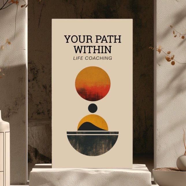 Retro Minimalist Eclipse Serenity Life Coach, Yoga Business Card (Creator Uploaded)