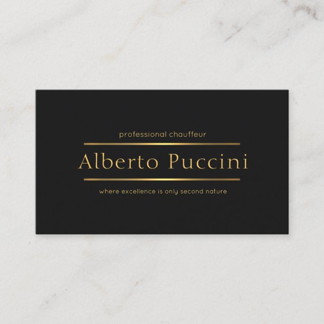 Retro Minimalist Elegant Professional Chauffeur Business Card (Front)