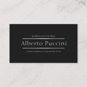 Retro Minimalist Elegant Silver Lines Chauffeur Business Card