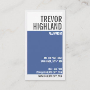 Retro Minimalist Geometric Split - Blue Business Card
