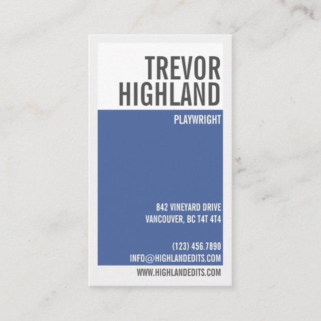 Retro Minimalist Geometric Split - Blue Business Card (Front)