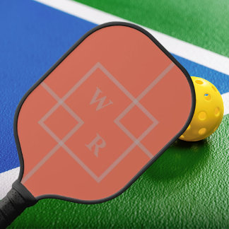 Retro Minimalist Geometric | Terracotta Monogram Pickleball Paddle