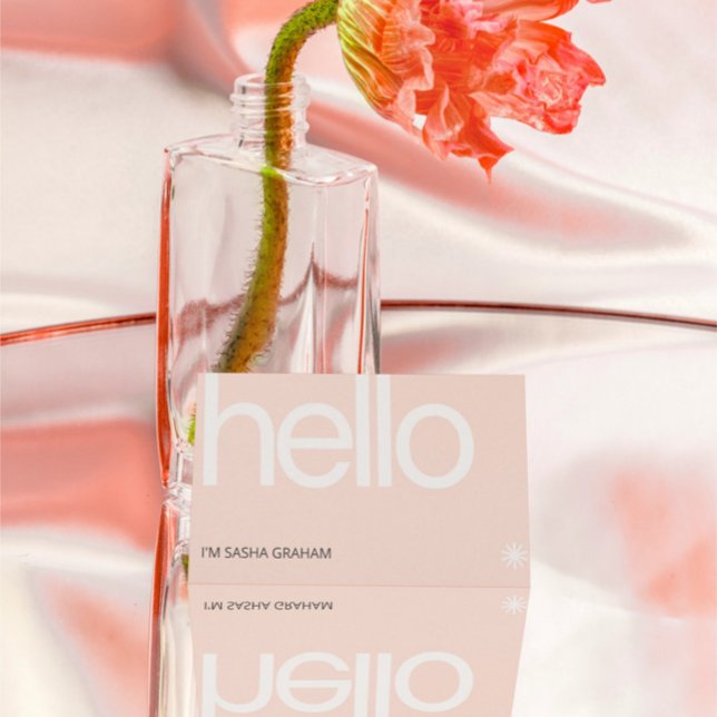 Retro Minimalist Hello Blush Pink   Business Card (Creator Uploaded)