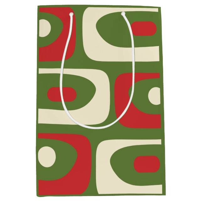 Retro Minimalist Mid-Century Christmas Abstract Medium Gift Bag (Front)
