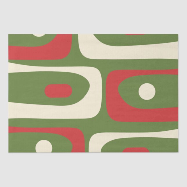 Retro Minimalist Mid-Century Christmas Abstract Tissue Paper (Front)
