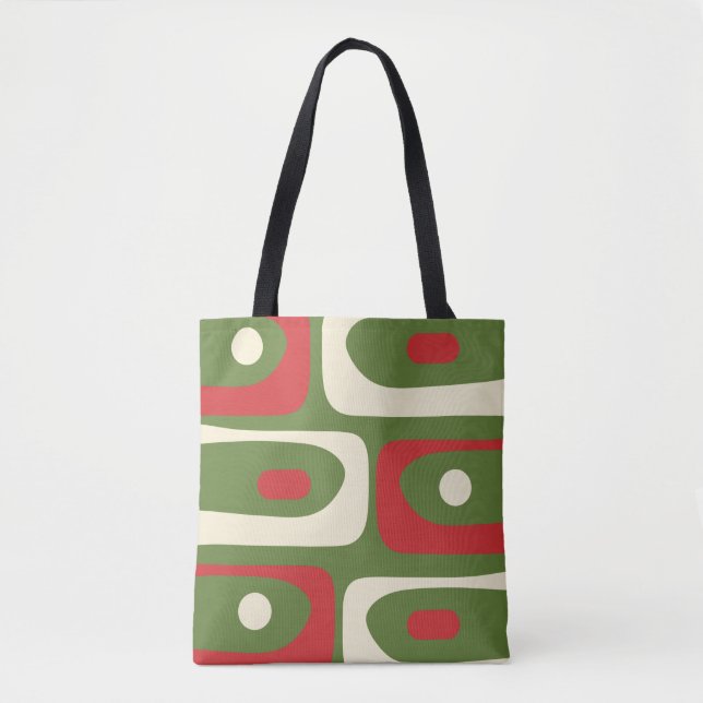 Retro Minimalist Mid-Century Christmas Piquet Tote Bag (Front)