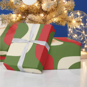 Retro Minimalist Mid-Century Christmas Piquet Wrap Wrapping Paper