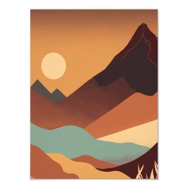 Retro Minimalist Mountain illustration Photo Print (Front)