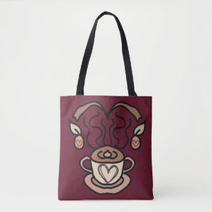 Retro Minimalist My Coffee, My Love Fun Tote Bag