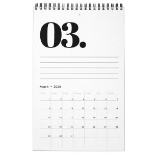 Retro Minimalist No Photo Black and White 2025 Calendar