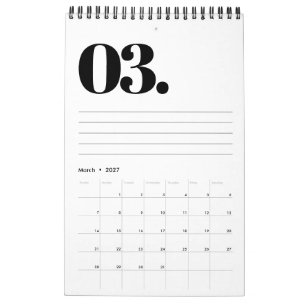 Retro Minimalist No Photo Black and White 2027 Calendar