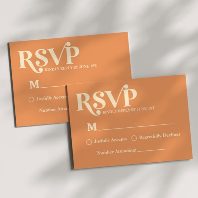 Retro Minimalist Orange Wedding RSVP Card (Creator Uploaded)