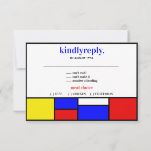 Retro Minimalist Primary Colours RSVP Card
