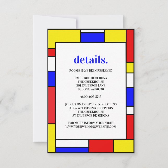 Retro Minimalist Primary Colours RSVP Card (Front)