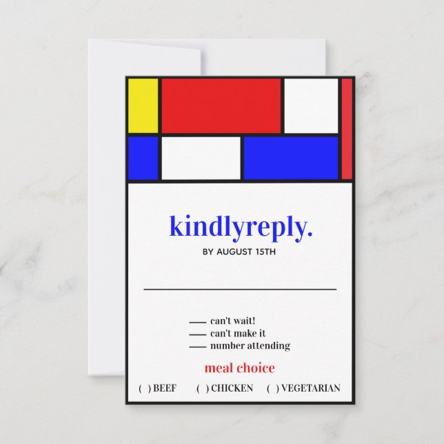Retro Minimalist Primary Colours RSVP Card (Front)