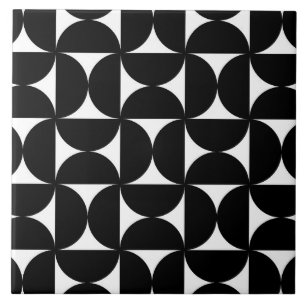 Retro Minimalist Style Black Geometric Bauhaus Ceramic Tile