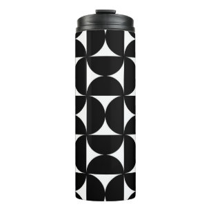 Retro Minimalist Style Black Geometric Bauhaus Thermal Tumbler