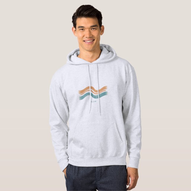 Retro Minimalist Wave Hoodie – Flow Pastel Line  (Front Full)