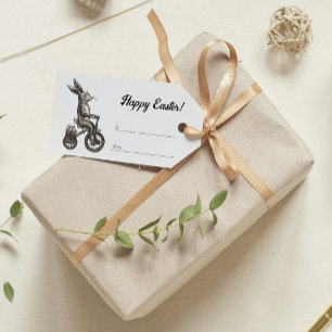 Retro Minimalistic Bunny Bike Egg Basket Easter Gift Tags