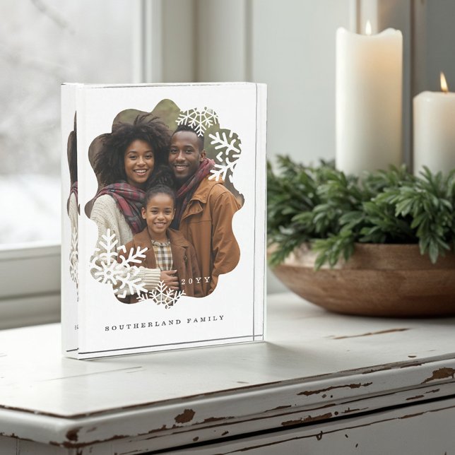Retro Minital Wavy Photo Frame Snowflake Photo Block (Retro Minital Wavy Photo Frame Snowflake Photo)