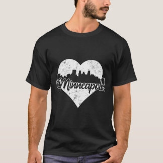 Retro Minneapolis Minnesota Skyline Heart Distress T-Shirt