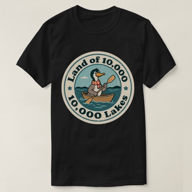 Retro Minnesota Loon Bird with Scarf and Paddle T-Shirt (Design Front)