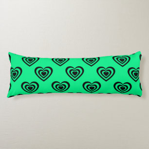 Retro Mint Green Hypnotic Heart Pattern    Body Cushion