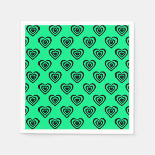 Retro Mint Green Hypnotic Heart Pattern Napkin