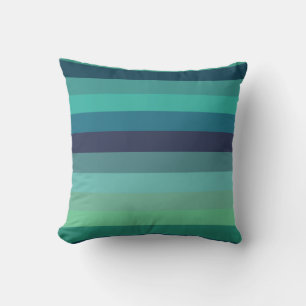 Retro Mint & Navy Horizontal Stripes Cushion