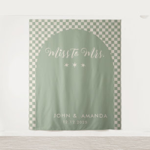 Retro Miss to Mrs Bridal Shower Green Mod Modern Tapestry