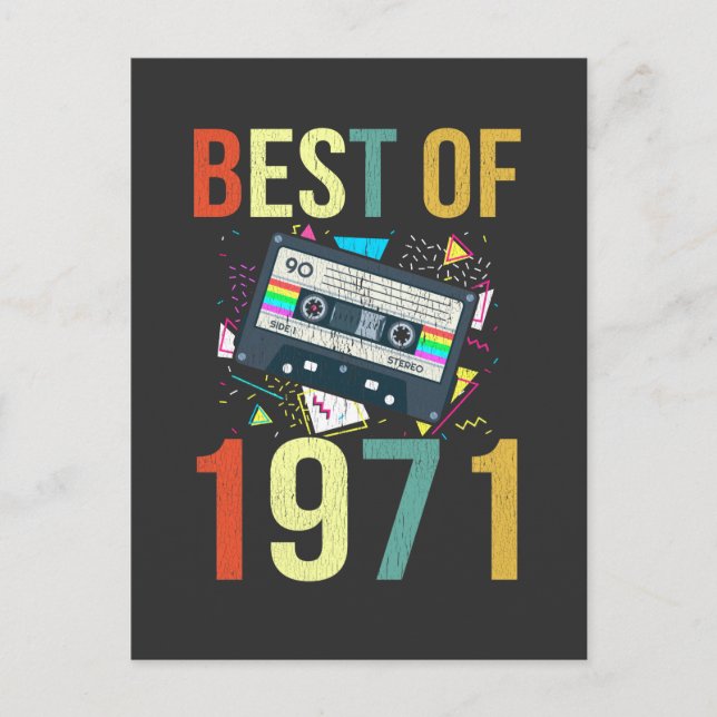 Retro Mixtape Best Of 1971 Birthday Cassette Gift Postcard (Front)