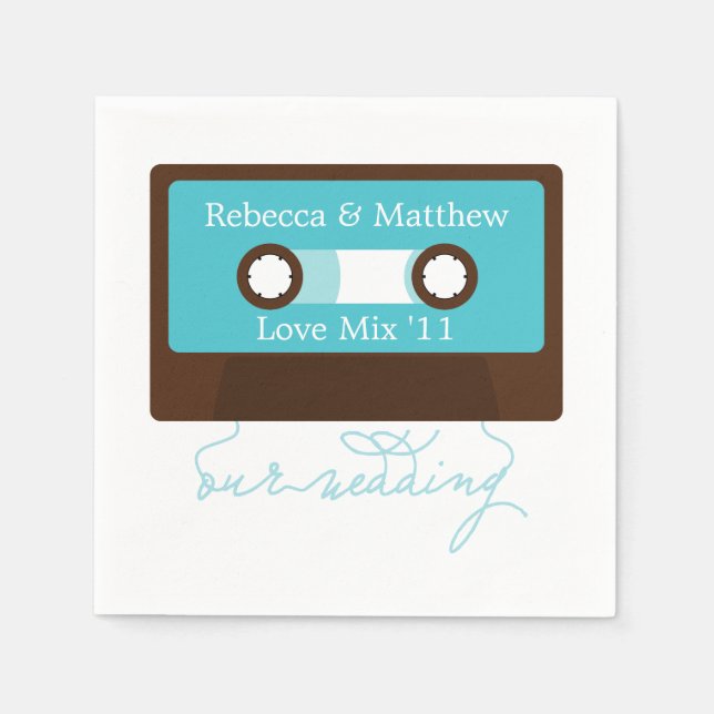 Retro Mixtape Wedding Napkin (Front)