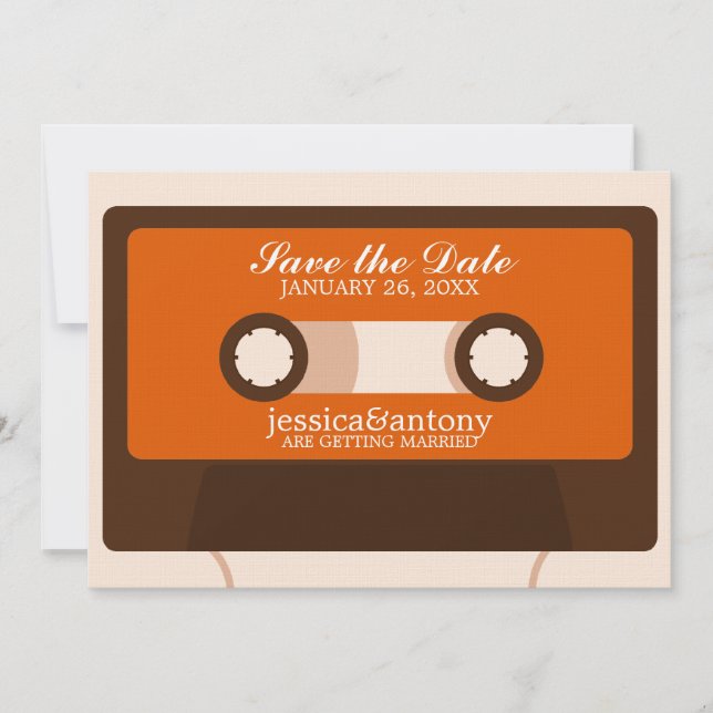 Retro Mixtape Wedding Save the Date Invitation (Front)