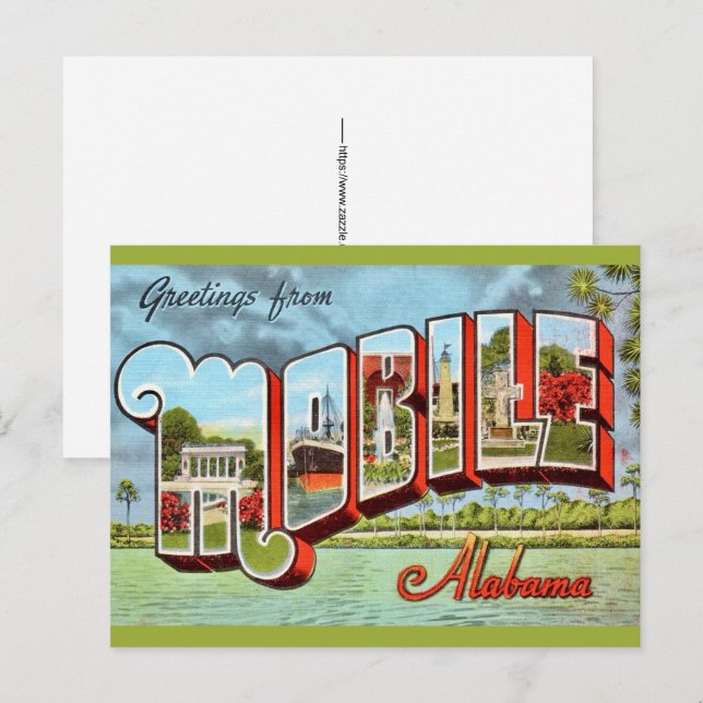 Retro Mobile Alabama Postcard (Front/Back)