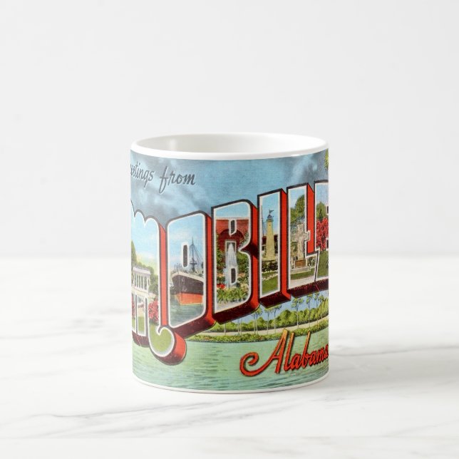Retro Mobile Alabama Postcard Mug (Center)