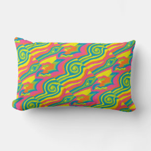 Retro Mod 1960s 1970s bright colourful Pillow