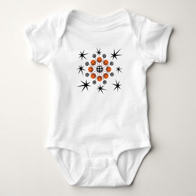 Retro Mod 3D Starburst Baby Bodysuit (Front)