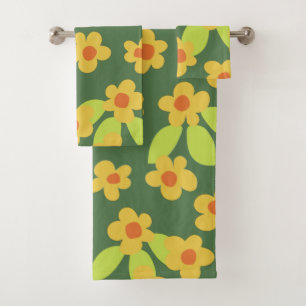 retro mod 60s 70s bath towel set