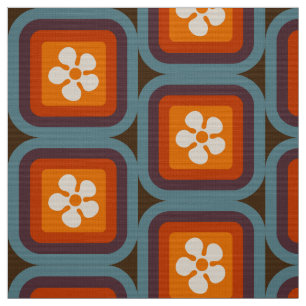 retro mod 60s 70s flower fabric pattern