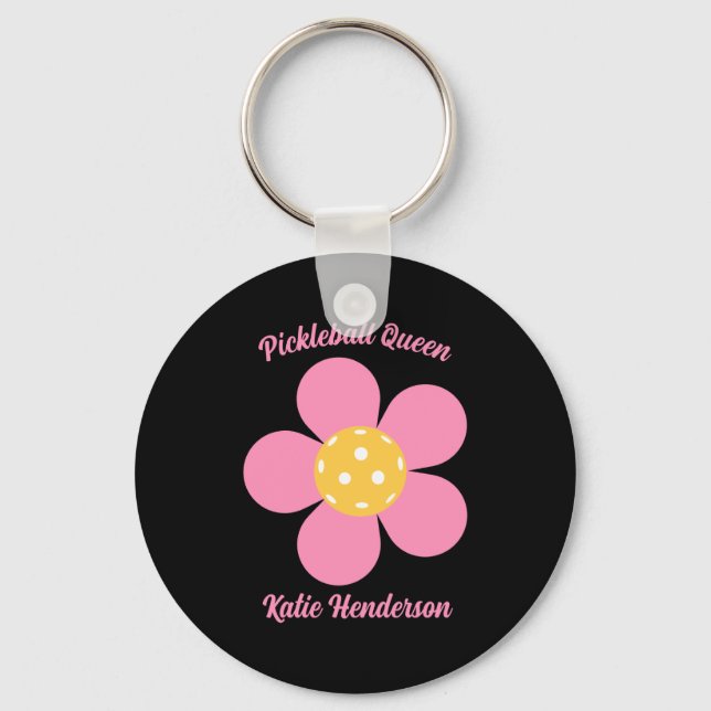 Retro Mod 70s Ckleball Flower D  Key Ring (Front)