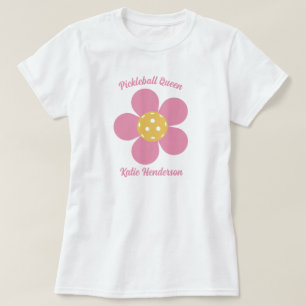 Retro Mod 70s Pickleball Flower Personalised  T-Shirt