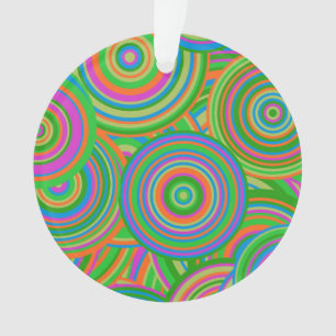 Retro mod abstract circles,Green and Orange-red Ornament