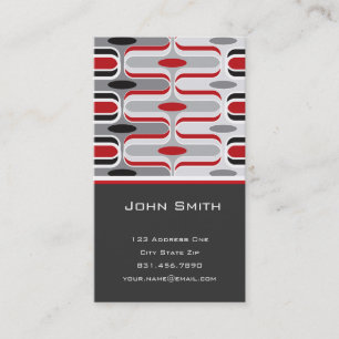 Retro Mod Art Deco Zig Zag Funky Pattern Red Black Business Card