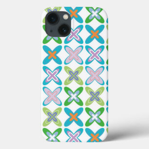 Retro Mod Art Funky Blue Cross Pattern Phone Case